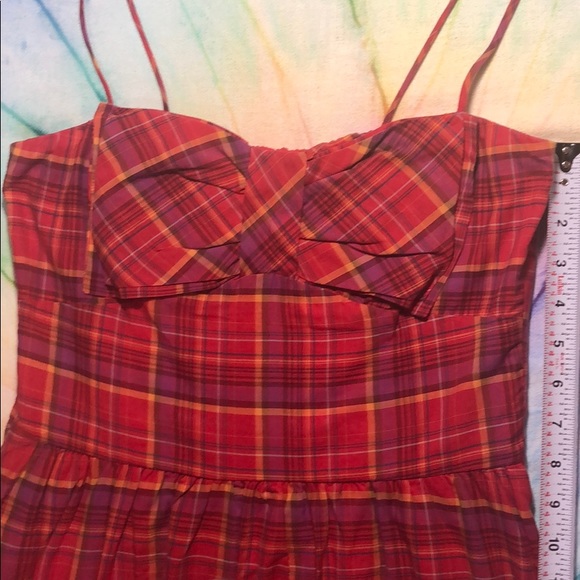 100% Cotton Plaid Bowtie Dress - Picture 3 of 6
